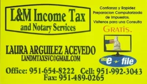 L&M Income Tax and Notary Services Business Card Business Card L&M Income Tax and Notary Services Business Card